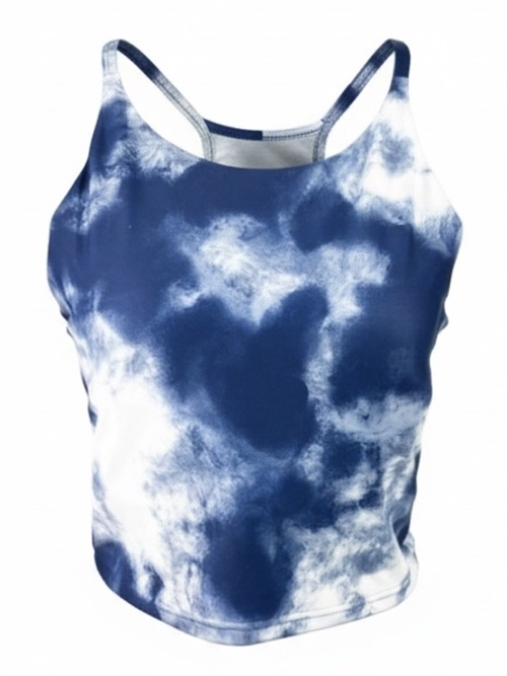 Old Navy Tie Dye Longline Sports Bra with Pads size L Blue White Activewear